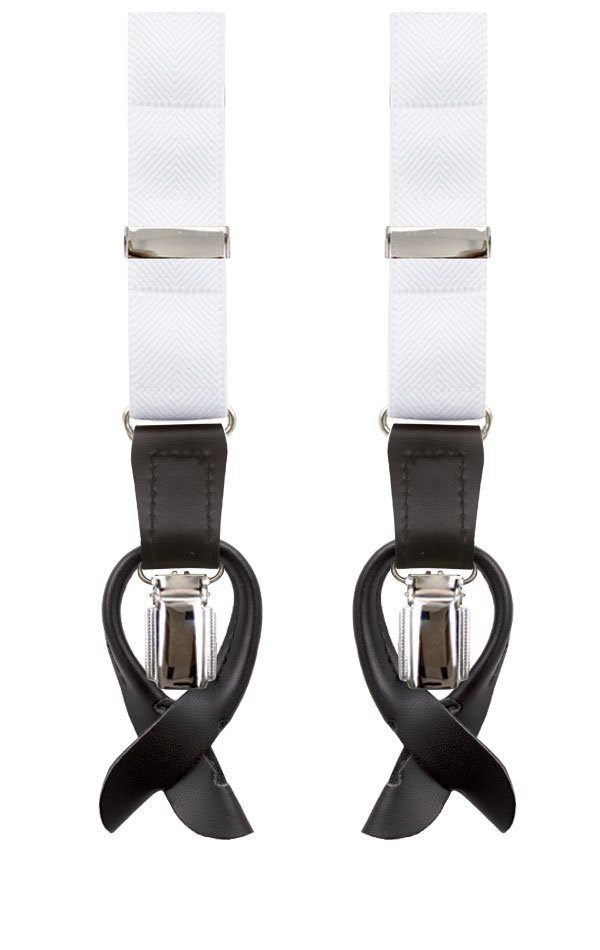 Dobell Luxury Hosenträger schmal weiß - 25mm
