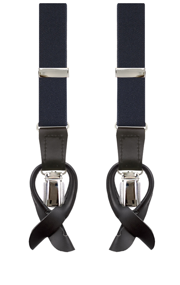 Dobell Luxury Hosenträger schmal navyblau - 25mm