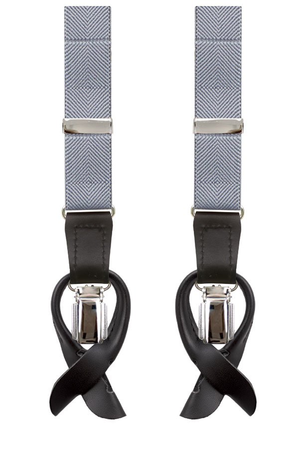 Dobell Luxury Hosenträger schmal silber - 25mm