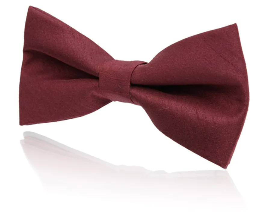 Vorgebundene Bordeaux Rote Jungenfliege, Dupion-Optik Vorgebundene Bordeaux Rote Jungenfliege, Dupion-Optik