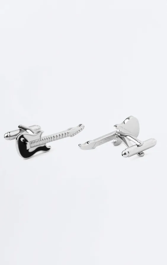 Schwarze und weiße Gitarrenmanschettenknöpfe - photo 1