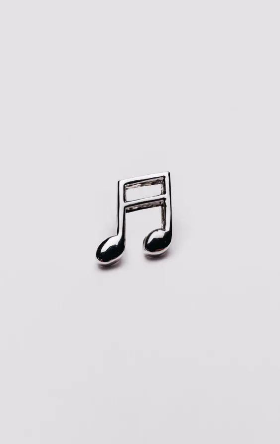 Silberfarbene Musiknote Reversabzeichen