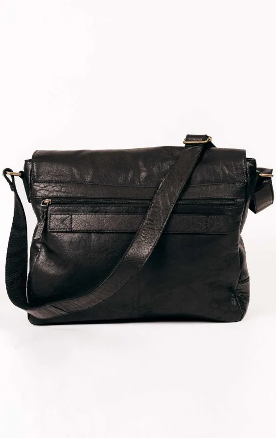 Große Kuriertasche aus schwarzem Leder - photo 1