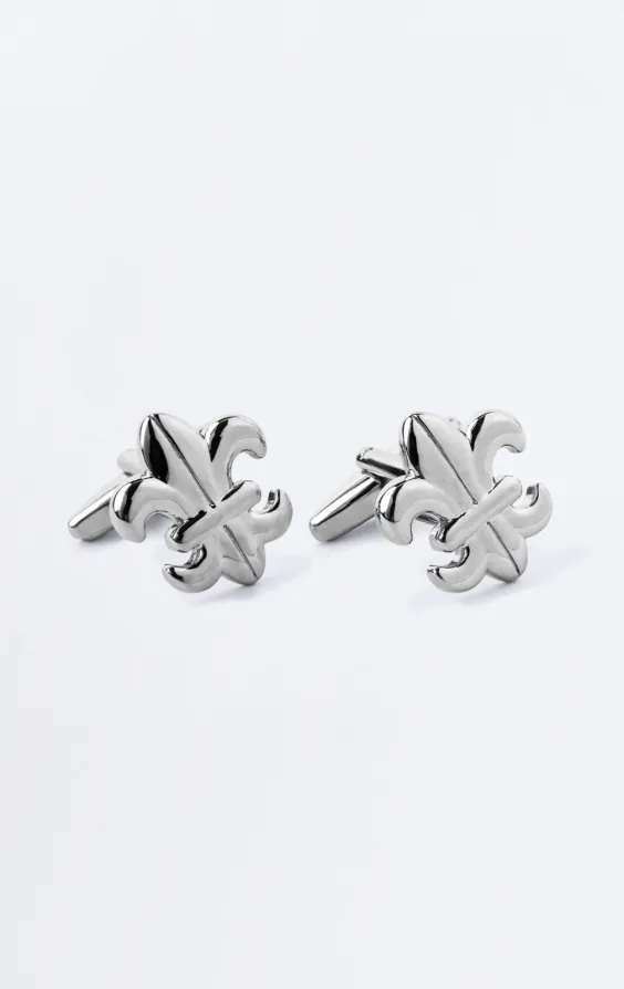 Silberfarbene Fleur De Lis Manschettenknöpfe