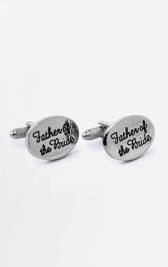 Silberfarbene 'Father of the Bride' Manschettenknöpfe