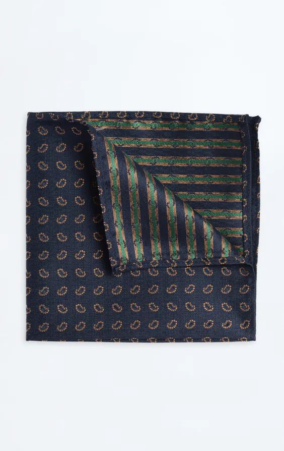 Marineblau Paisley-Muster Einstecktuch Marineblau Paisley-Muster Einstecktuch
