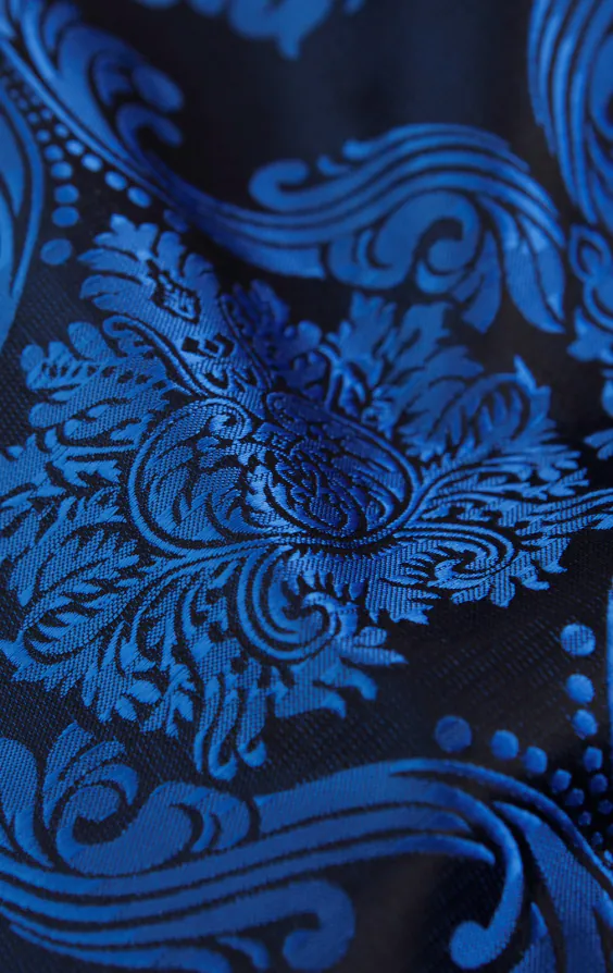 Blaues Jacquard-Einstecktuch, Barockmuster - photo 2