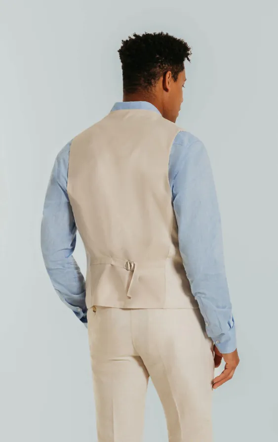 Leinen Weste, Cremefarben, Slim-Fit - photo 2