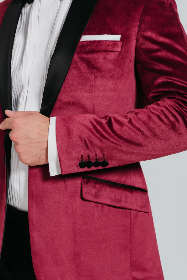 Jackett, Slim-Fit, Weinrot, Samt - photo 3 Jackett, Slim-Fit, Weinrot, Samt - photo 3