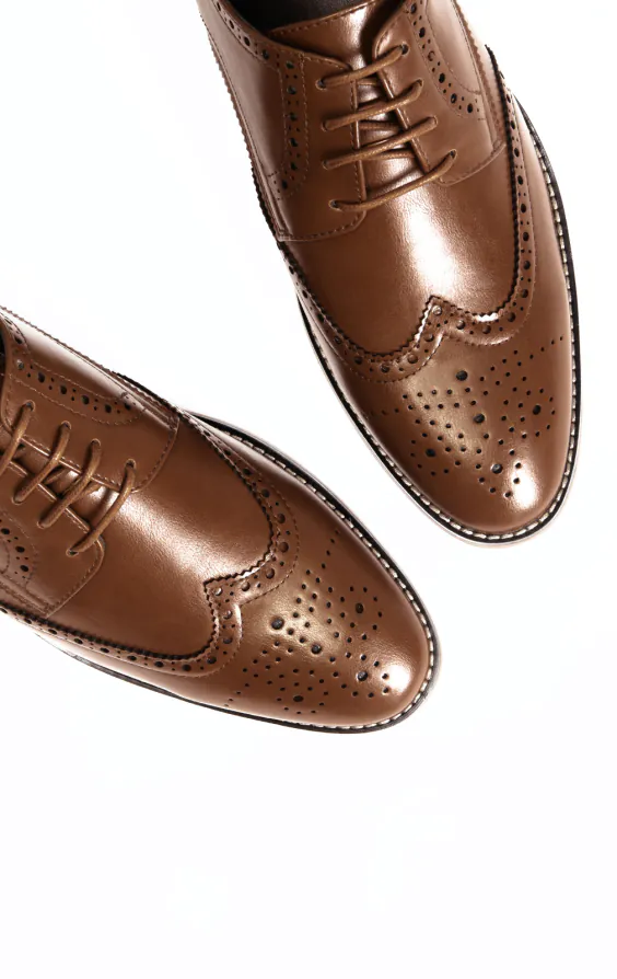 Tan Derby Brogue Schuhe - photo 1