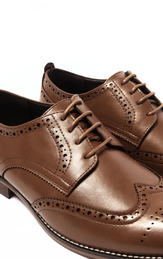Tan Derby Brogue Schuhe - photo 3