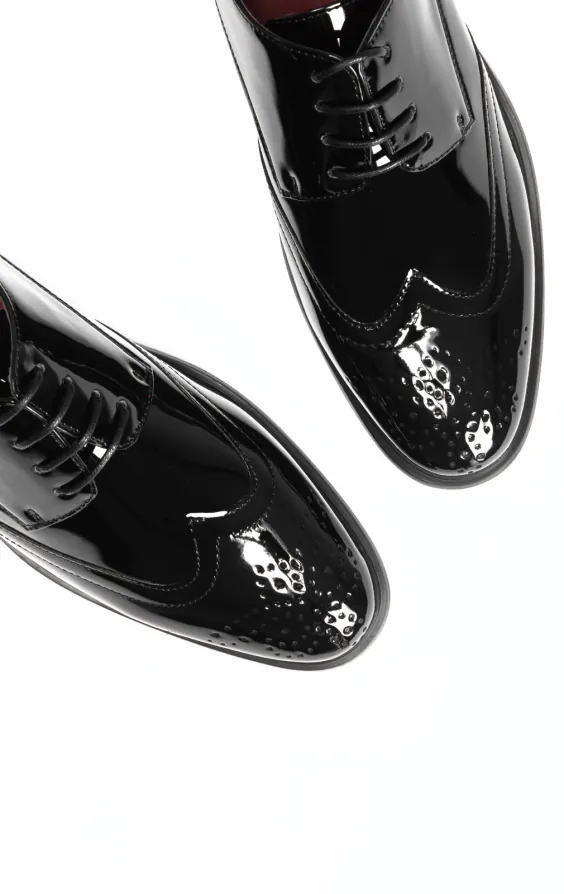 Schwarz Lack Brogue Schuhe - photo 1