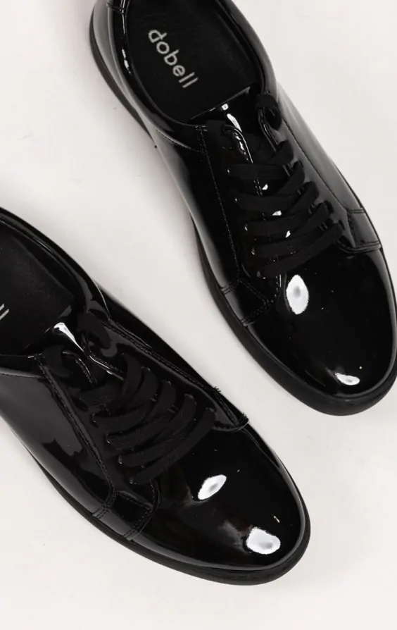 Black shiny trainers shop