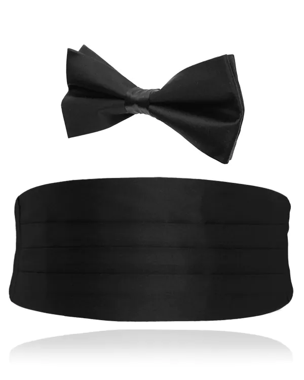 Set, Kummerbund und Fliege, Seide, schwarz