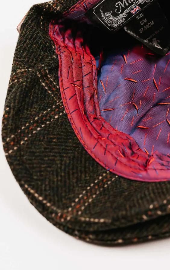 Olivgrün Twill-Karo-Flachmütze - photo 2