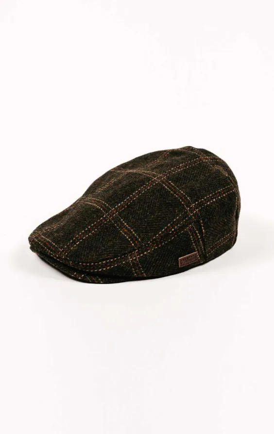 Olivgrün Twill-Karo-Flachmütze