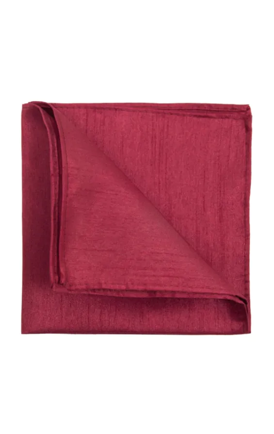 Bordeaux Rotes Einstecktuch, Dupion-Optik