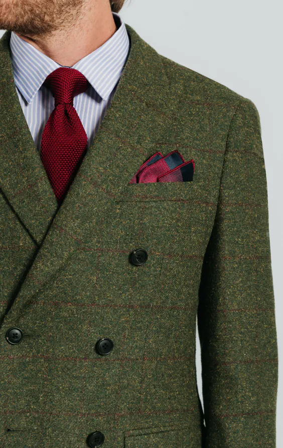 Tweed Jackett, Grün, Großes Karo, Zweireihig - photo 3 Tweed Jackett, Grün, Großes Karo, Zweireihig - photo 3