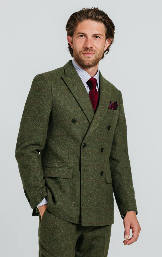 Tweed Jackett, Grün, Großes Karo, Zweireihig Tweed Jackett, Grün, Großes Karo, Zweireihig