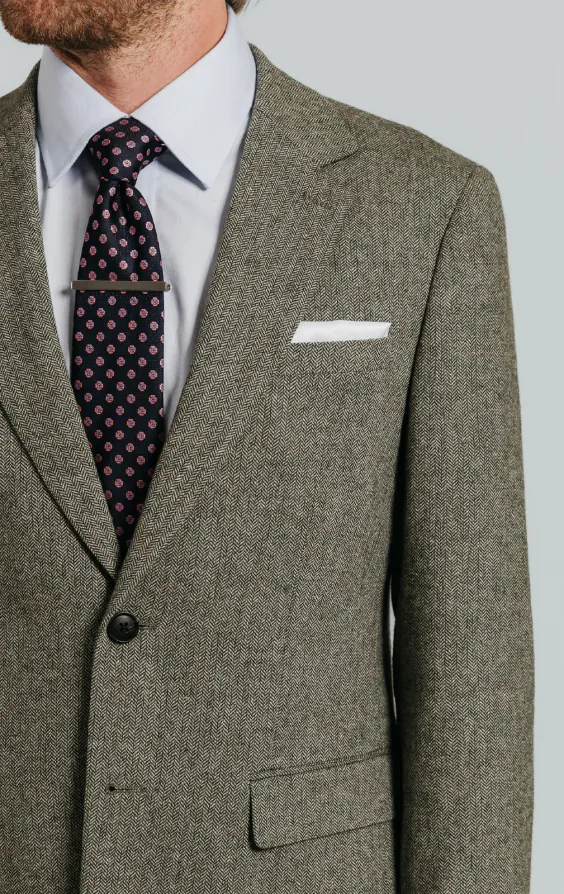 Salbeigrün Fischgrätenmuster Tweed Anzug Jackett - photo 3 Salbeigrün Fischgrätenmuster Tweed Anzug Jackett - photo 3
