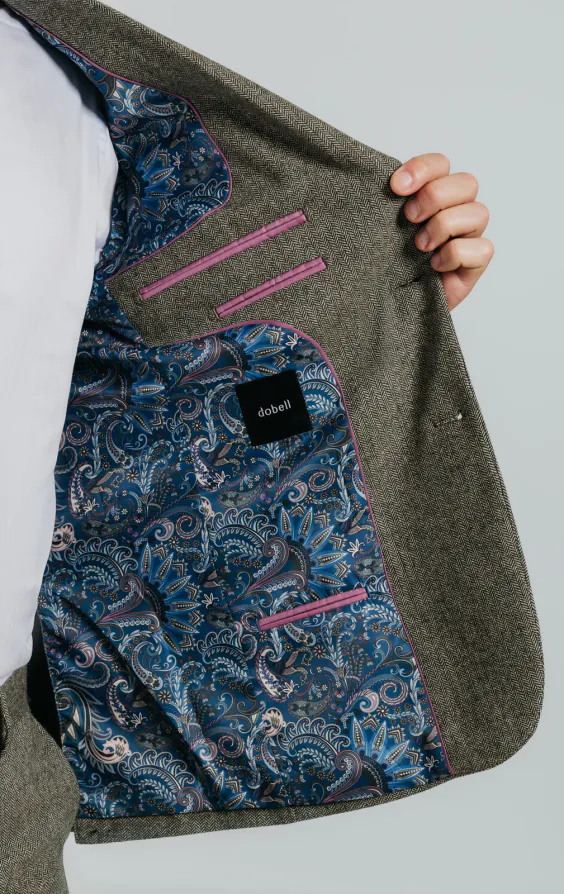 Salbeigrün Fischgrätenmuster Tweed Anzug - photo 6 Salbeigrün Fischgrätenmuster Tweed Anzug - photo 6
