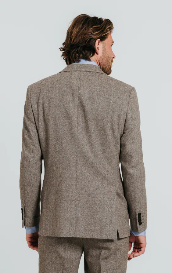 Braun Fischgrätenmuster Tweed 3-Teilig Anzug - photo 2 Braun Fischgrätenmuster Tweed 3-Teilig Anzug - photo 2