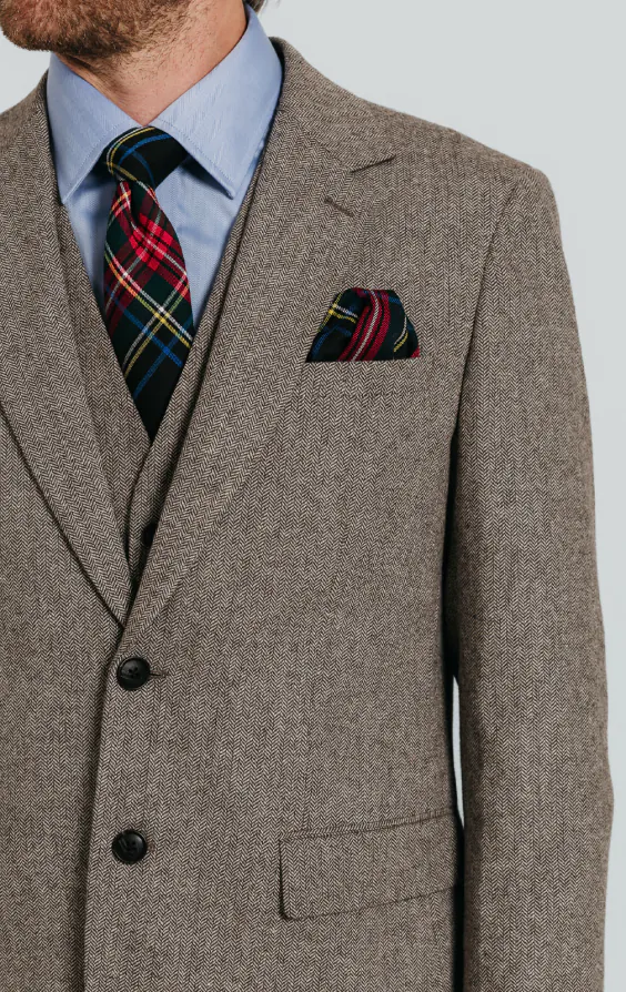 Braun Fischgrätenmuster Tweed 3-Teilig Anzug - photo 4 Braun Fischgrätenmuster Tweed 3-Teilig Anzug - photo 4