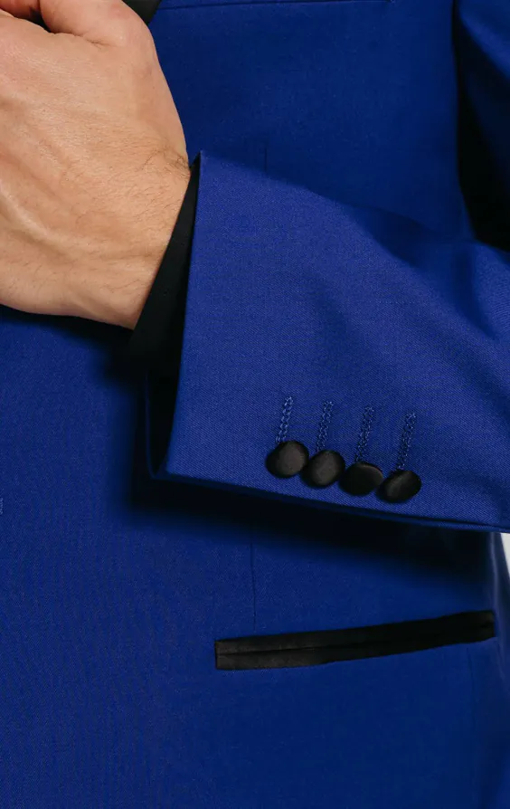 Leuchtend Blau 3-Teilig Smoking mit Steigendem Revers - photo 1