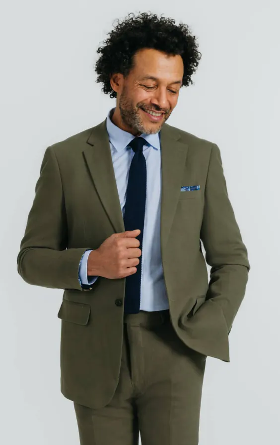 Grün Anzugjacke aus Leinen-Twill