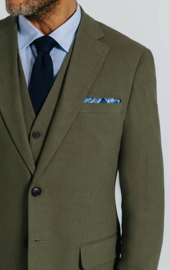 Grün 3-Teilig Anzug aus Leinen-Twill - photo 4 Grün 3-Teilig Anzug aus Leinen-Twill - photo 4