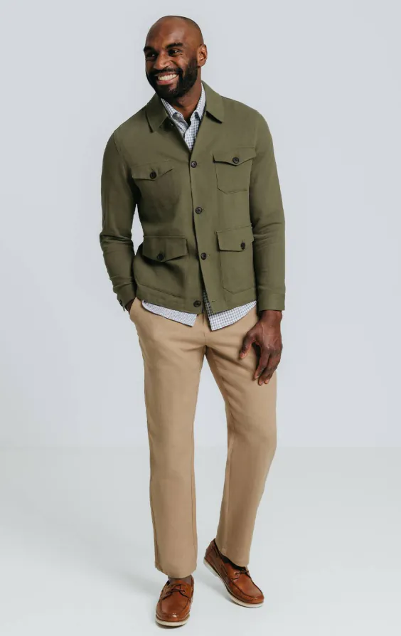 Grün Safari-Jacke aus Leinen-Twill - photo 3