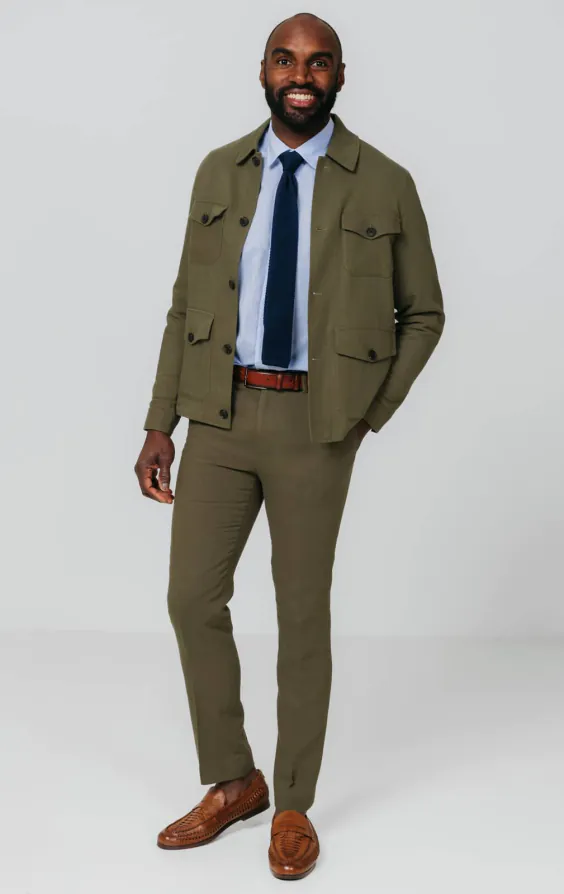 Grün Safari-Jacke aus Leinen-Twill - photo 2
