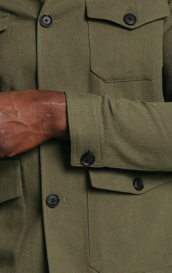 Grün Safari-Jacke aus Leinen-Twill - photo 4