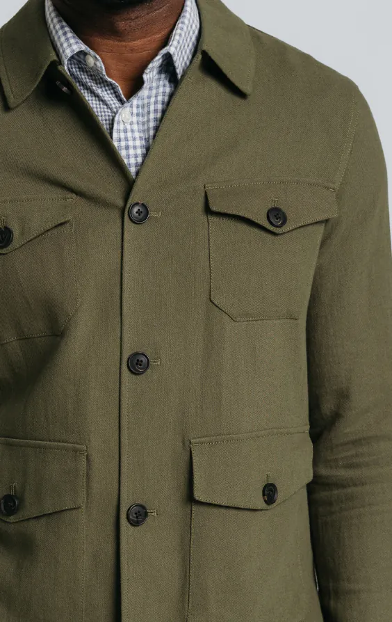Grün Safari-Jacke aus Leinen-Twill - photo 5
