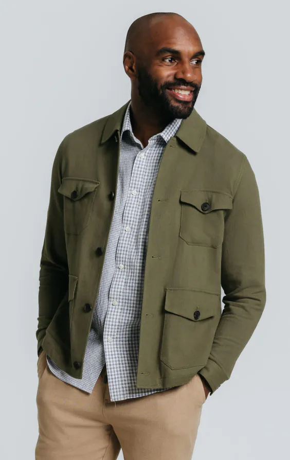 Grün Safari-Jacke aus Leinen-Twill