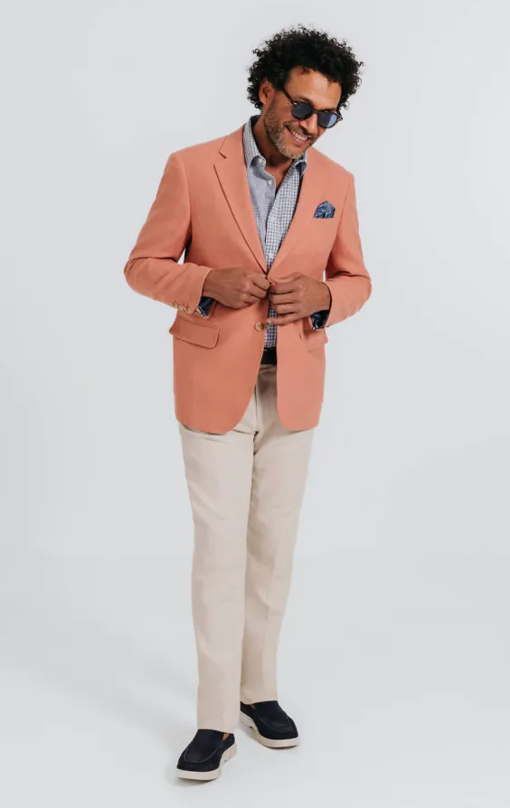 Korallenrote Safari-Jacke aus Leinen-Twill - photo 3