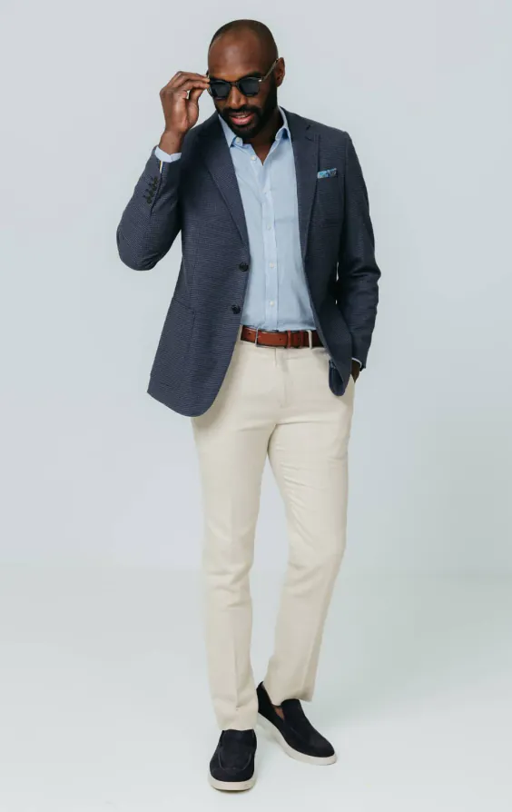 Marineblaue Jacke mit Hahnentrittmuster - photo 1