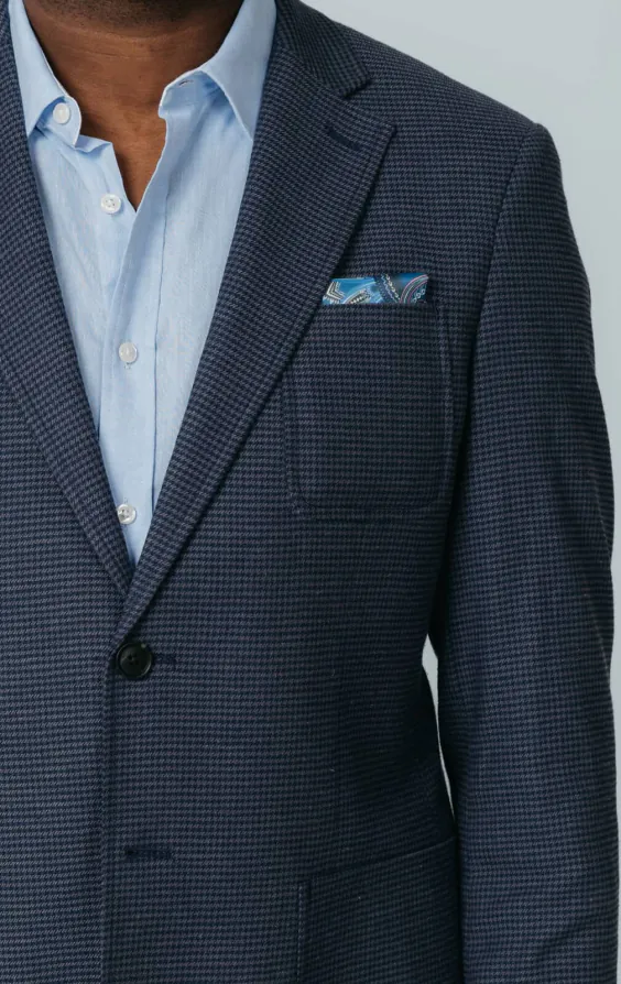 Marineblaue Jacke mit Hahnentrittmuster - photo 3