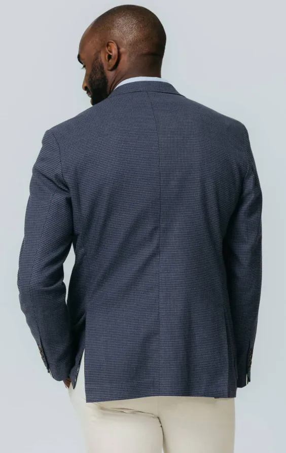 Marineblaue Jacke mit Hahnentrittmuster - photo 5