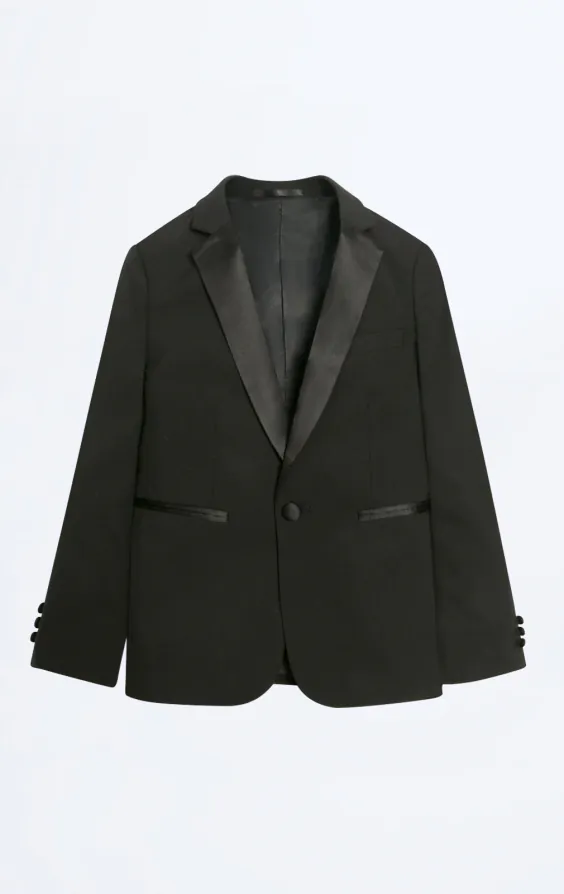 Schwarzes Smokingjackett für Jungen mit fallendes Revers - photo 1 Schwarzes Smokingjackett für Jungen mit fallendes Revers - photo 1