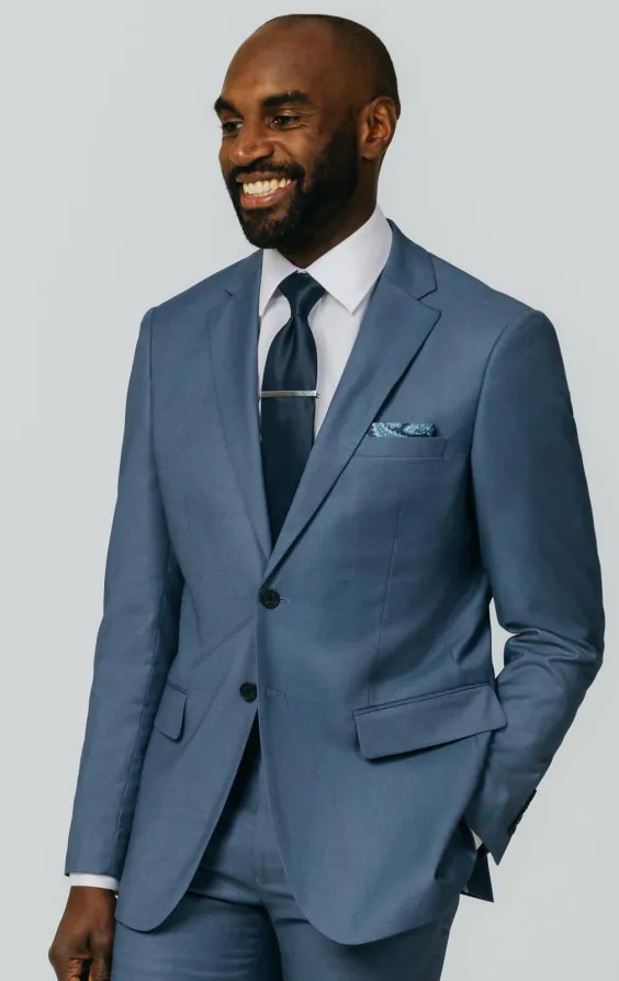 Blau Meliertes Anzug Jacket