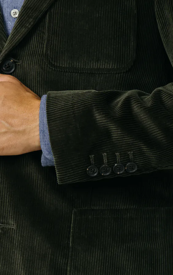 Grüne Cordjacke mit aufgesetzten Taschen - photo 3