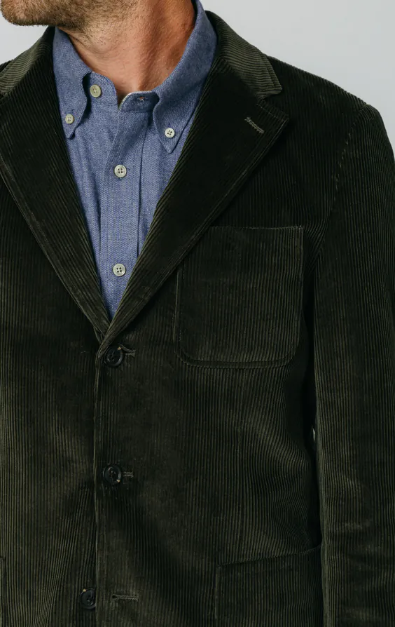 Grüne Cordjacke mit aufgesetzten Taschen - photo 4