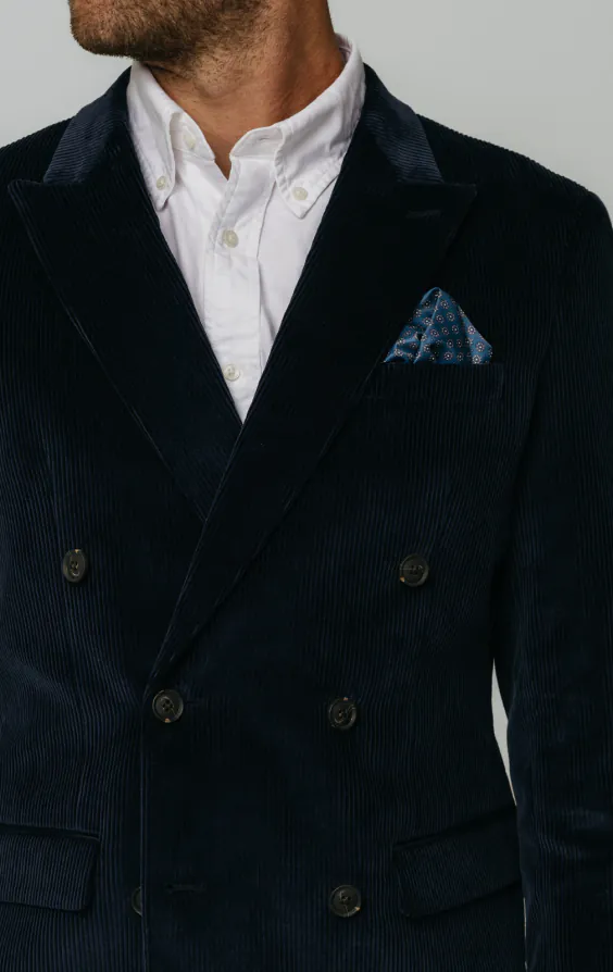 Marineblau Cordjacke, Zweireihig - photo 3