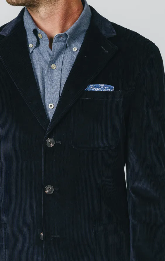Marineblau Cordjacke mit aufgesetzten Taschen - photo 3