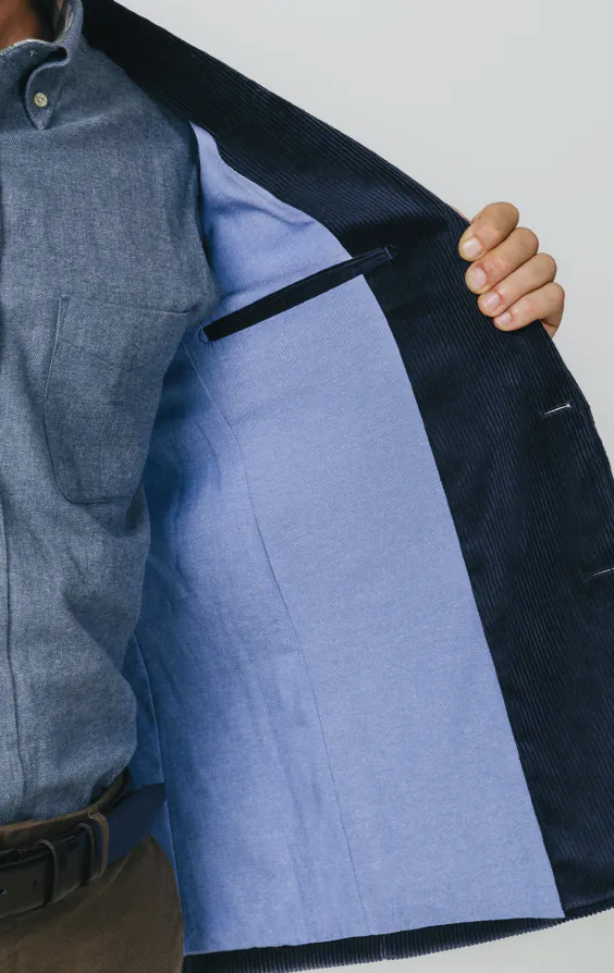Marineblau Cordjacke mit aufgesetzten Taschen - photo 4