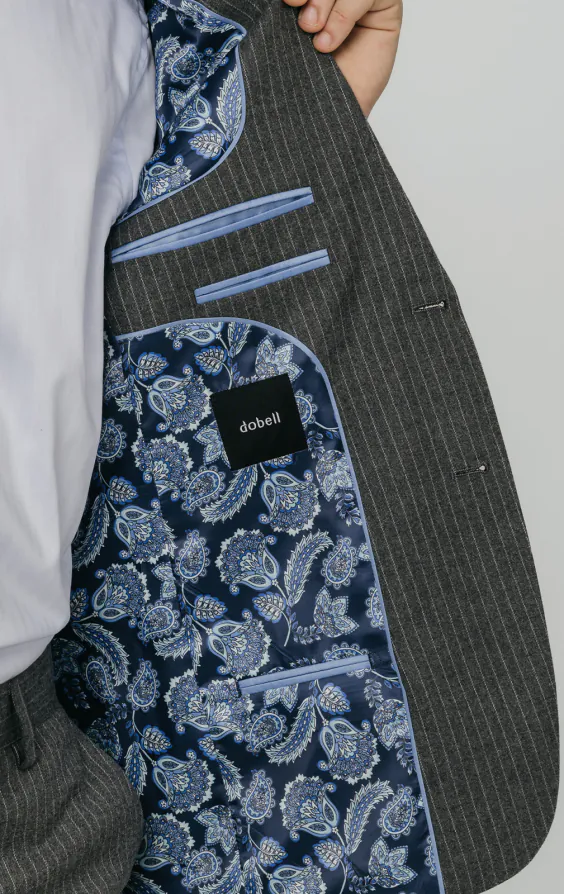 Anthrazitgrau mit Kreidestreifen Anzug Jackett - photo 4