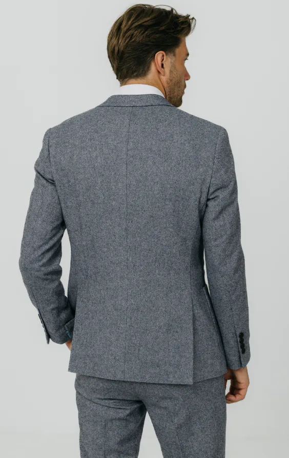 Blau Donegal Tweed Anzug - photo 5