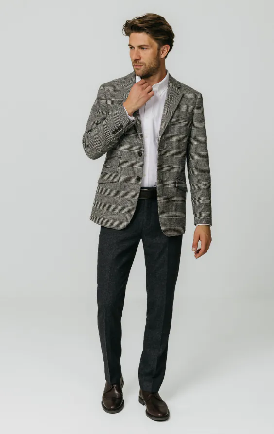 Schwarz und cremefarben Prince of Wales Tweed Karo Jackett - photo 1 Schwarz und cremefarben Prince of Wales Tweed Karo Jackett - photo 1