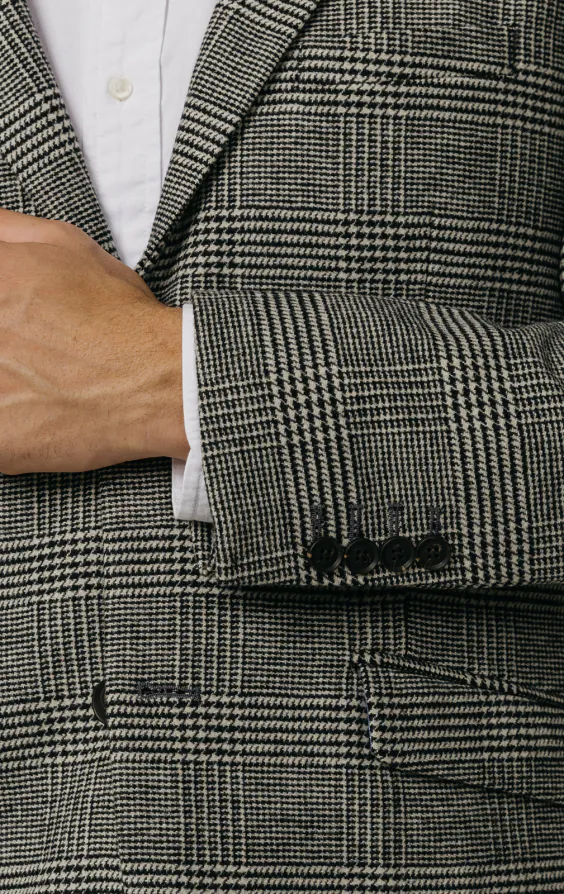 Schwarz und cremefarben Prince of Wales Tweed Karo Jackett - photo 2 Schwarz und cremefarben Prince of Wales Tweed Karo Jackett - photo 2
